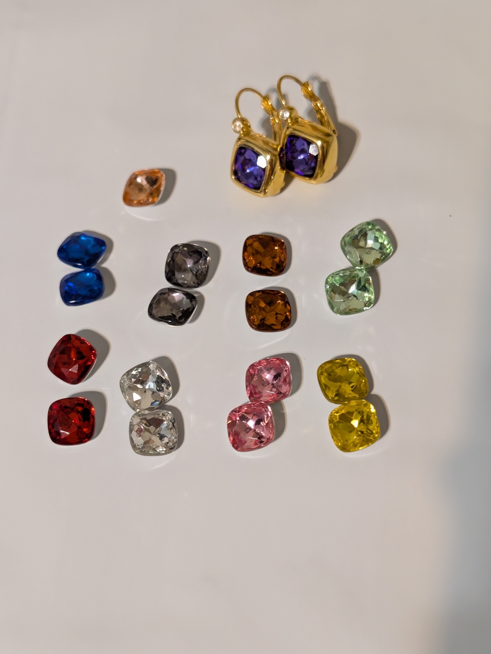 Joan Rivers Gold Drop Earrings with Interchangeable Cushion Stones